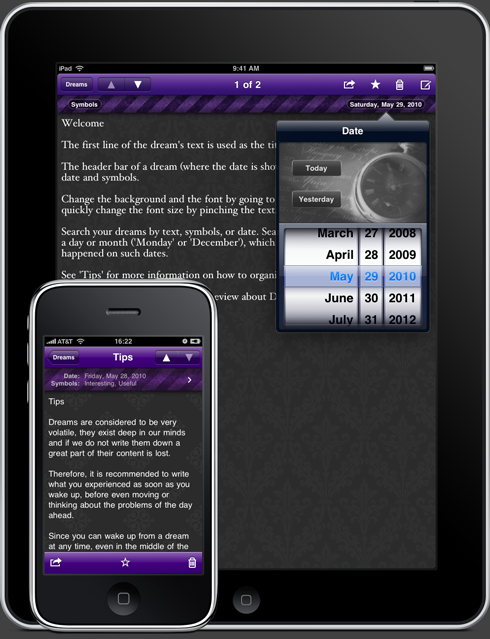 Dream Journal for iPad and iPhone